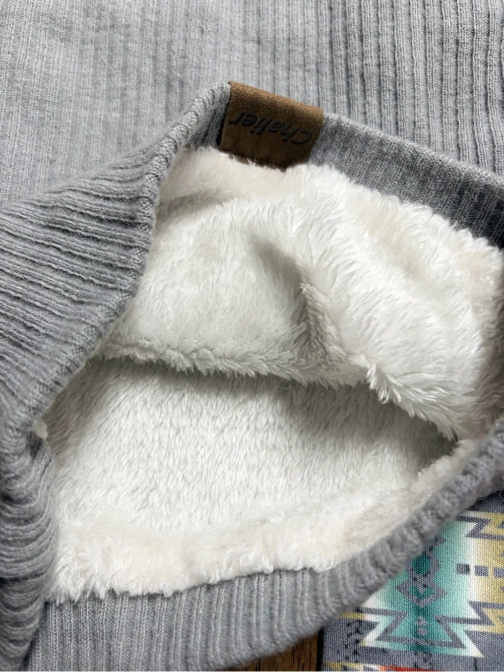 Gray and aztec print Neck Warmer Gaiter set